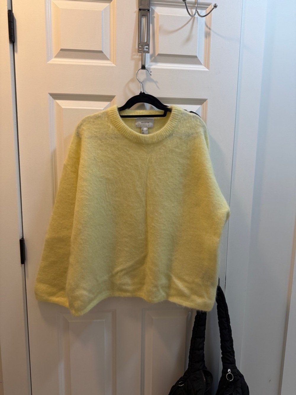 H&M Pale Yellow Fuzzy Crewneck Sweater